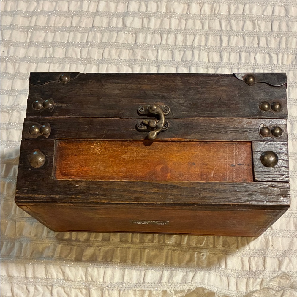 Vintage Look Wooden Chest with Metal Accents